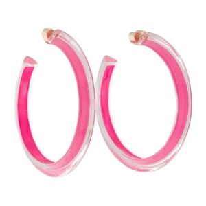 Alison Lou Lucite Jelly Pink Hoop Earrings Medium